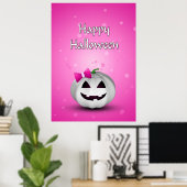 White Pumpkin Pink Girly Halloween Poster (Thuiskantoor)