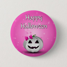 White Pumpkin Pink Girly Halloween Ronde Button 5,7 Cm