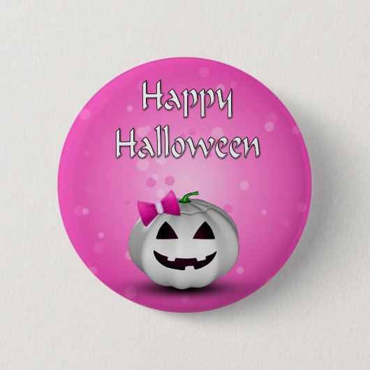 White Pumpkin Pink Girly Halloween Ronde Button 5,7 Cm (Voorkant)