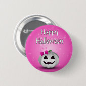 White Pumpkin Pink Girly Halloween Ronde Button 5,7 Cm (Voorkant /achterkant)