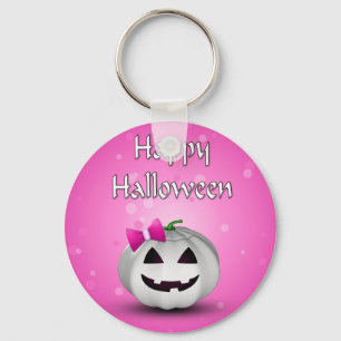 White Pumpkin Pink Girly Halloween Sleutelhanger
