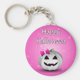 White Pumpkin Pink Girly Halloween Sleutelhanger