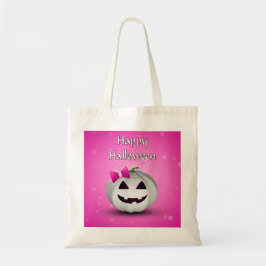 White Pumpkin Pink Girly Halloween Tote Bag