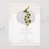 White Pumpkin Pink Peach Storybook Fall Weddenscha Kaart (Voorkant / Achterkant)