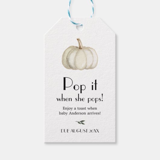 White Pumpkin Pop het als ze Pop voor een Favor-la Cadeaulabel (Voorkant)
