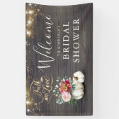 White Pumpkin Rustic Herfst Vrijgezellenfeest Welk Spandoek (Verticaal)