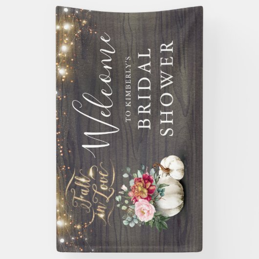 White Pumpkin Rustic Herfst Vrijgezellenfeest Welk Spandoek (Verticaal)