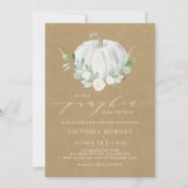 White Pumpkin Rustic Kraft Paper Herfst Baby showe Kaart (Voorkant)