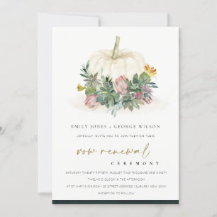 WHITE PUMPKIN SUCCULENT FAUNA VOW RENEWAL INVITE BEDANKKAART