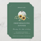 White Pumpkin Sunflower Friendsgiving Kaart (Voorkant / Achterkant)
