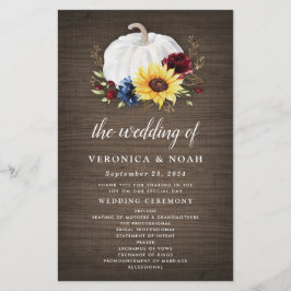 White Pumpkin Sunflower Gold Fall Wedding Programs