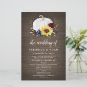 White Pumpkin Sunflower Gold Fall Wedding Programs (Staand voorkant)