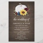 White Pumpkin Sunflower Gold Fall Wedding Programs (Voorkant)