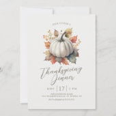 White Pumpkin Thanksgiving Dinner Invitation Kaart (Voorkant)