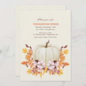 White Pumpkin Thanksgiving Dinner Invitation Kaart (Voorkant / Achterkant)