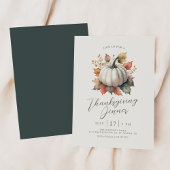 White Pumpkin Thanksgiving Dinner Invitation Kaart