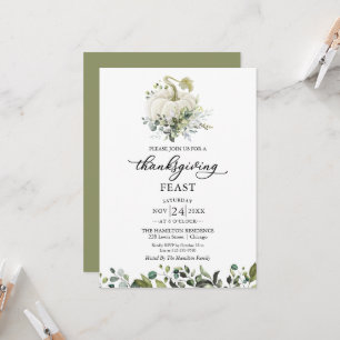 White Pumpkin Thanksgiving Feast Invitation