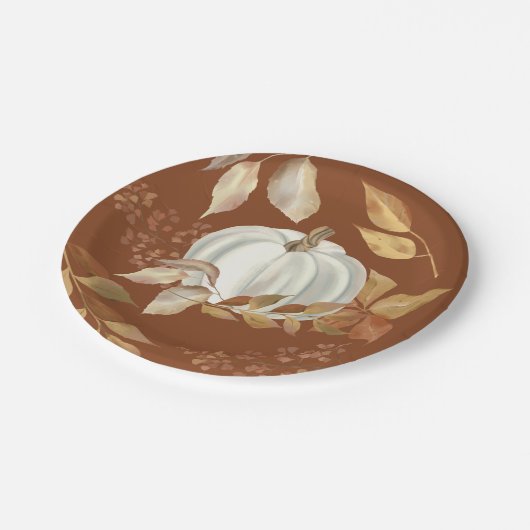 White Pumpkin-Thanksgiving laat Bord papier uit de (Gekanteld)