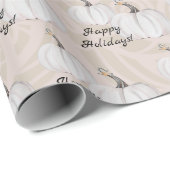 White Pumpkin Waterverf Art Pattern Cadeaupapier (Rol Hoek)