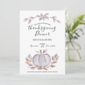 White Pumpkin Waterverf Thanksgiving Uitnodiging (Staand voorkant)