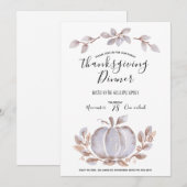 White Pumpkin Waterverf Thanksgiving Uitnodiging (Voorkant / Achterkant)