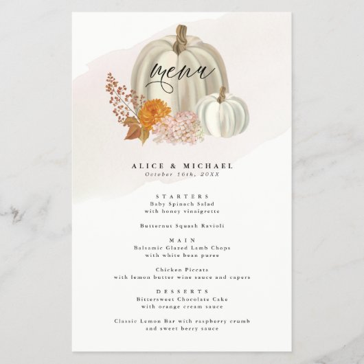 White Pumpkins and Herfst Flowers Event Dinner Men Flyer (Voorkant)