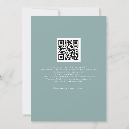 White Pumpkins Blauwgroen Foliage QR Code Weddensc Kaart (Achterkant)