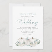 White Pumpkins Blauwgroen Foliage Wedding Kaart (Voorkant)