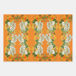 White Pumpkins Fall Colors Toadstool Floral Green Inpakpapier Vel