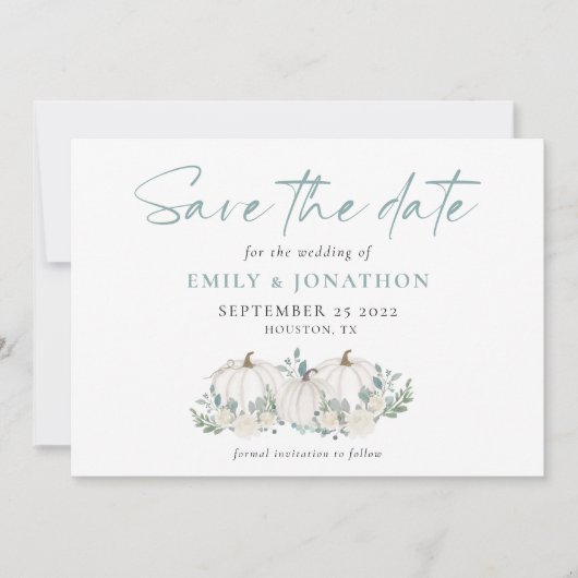 White Pumpkins Florals QR Code Wedding Save The Date (Voorkant)
