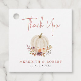 White Pumpkins & Flowers Weddenschap Bedankt Bedankjes Labels