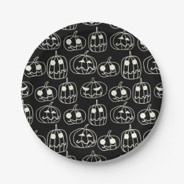 White Pumpkins Halloween Pattern Papieren Bordje