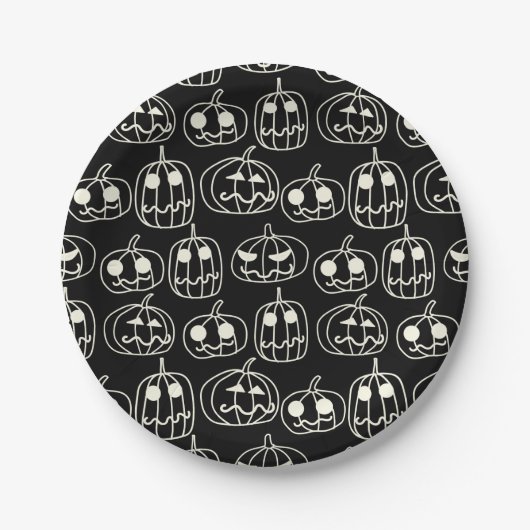 White Pumpkins Halloween Pattern Papieren Bordje (Voorkant)