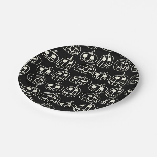 White Pumpkins Halloween Pattern Papieren Bordje (Gekanteld)