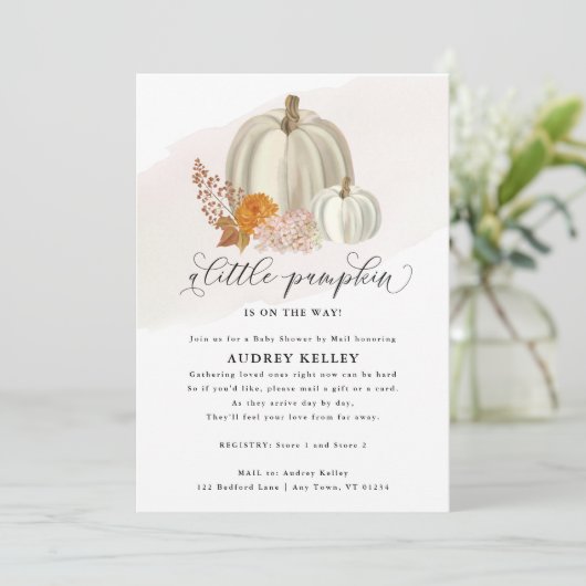 White Pumpkins Herfst Flowers, Baby shower per mai Kaart (Staand voorkant)
