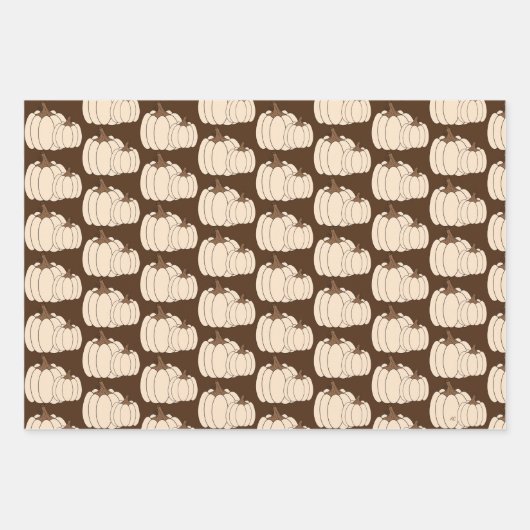 White Pumpkins Pattern Wrapping Paper Sheets (Voorkant 3)