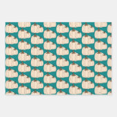 White Pumpkins Pattern Wrapping Paper Sheets (Voorkant 2)
