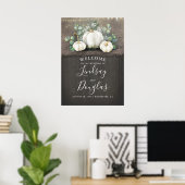 White Pumpkins Rustic Country Wedding Welcome Sign Poster (Thuiskantoor)