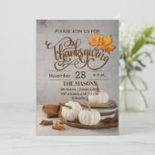 white pumpkins Thanksgiving uitnodiging (Staand voorkant)