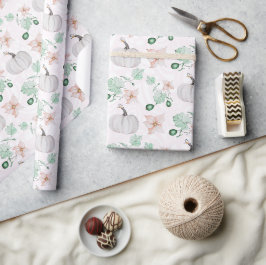 White Pumpkins Waterverf Art Pattern Cadeaupapier