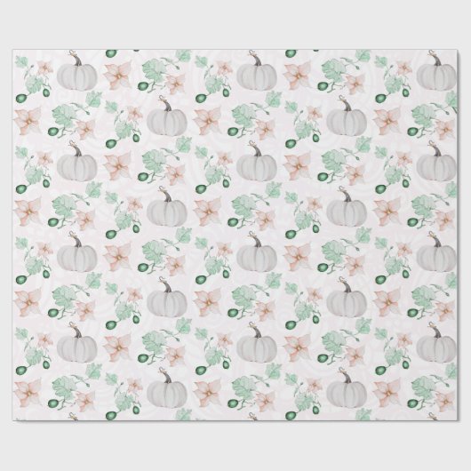 White Pumpkins Waterverf Art Pattern Cadeaupapier (Vlak)