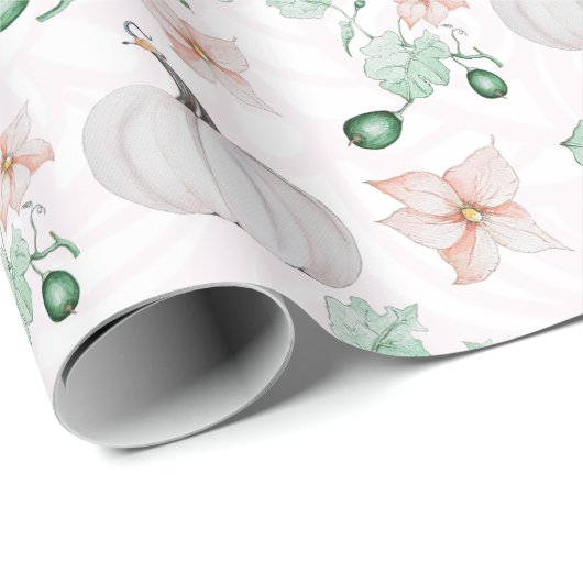 White Pumpkins Waterverf Art Pattern Cadeaupapier (Rol Hoek)