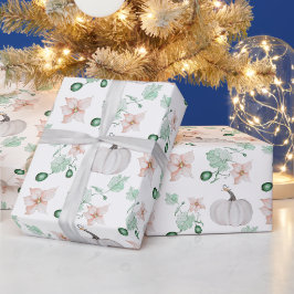 White Pumpkins Waterverf Art Pattern Cadeaupapier