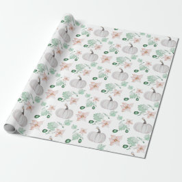 White Pumpkins Waterverf Art Pattern Cadeaupapier
