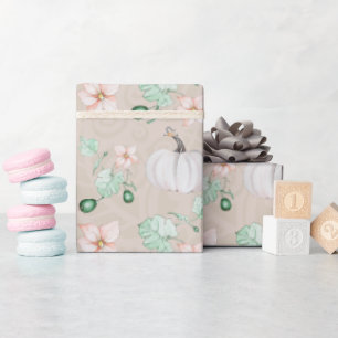 White Pumpkins Waterverf Art Pattern Cadeaupapier