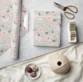 White Pumpkins Waterverf Art Pattern Cadeaupapier