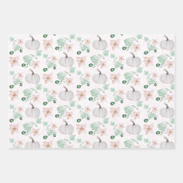 White Pumpkins Waterverf Art Pattern Inpakpapier Vel