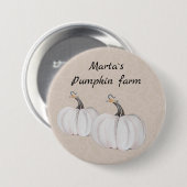 White Pumpkins Waterverf Art Pattern Ronde Button 7,6 Cm (Voorkant /achterkant)