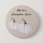 White Pumpkins Waterverf Art Pattern Ronde Button 7,6 Cm (Voorkant)
