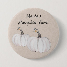 White Pumpkins Waterverf Art Pattern Ronde Button 7,6 Cm